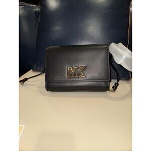 Michael Kors Mimi Medium Leather Messenger Bag In Black New with Tags